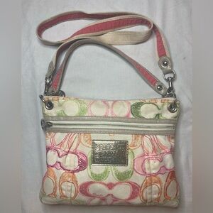 Vintage Y2K Coach Poppy Canvas Bag Colorful Signature C’s Silver Hardware